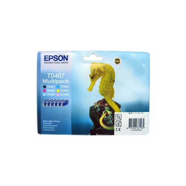 Комплект картриджів T048740 чорний, блакитний, пурпуровий, жовтий, світло блакитний, світло пурпуровий Epson (C13T04874010)