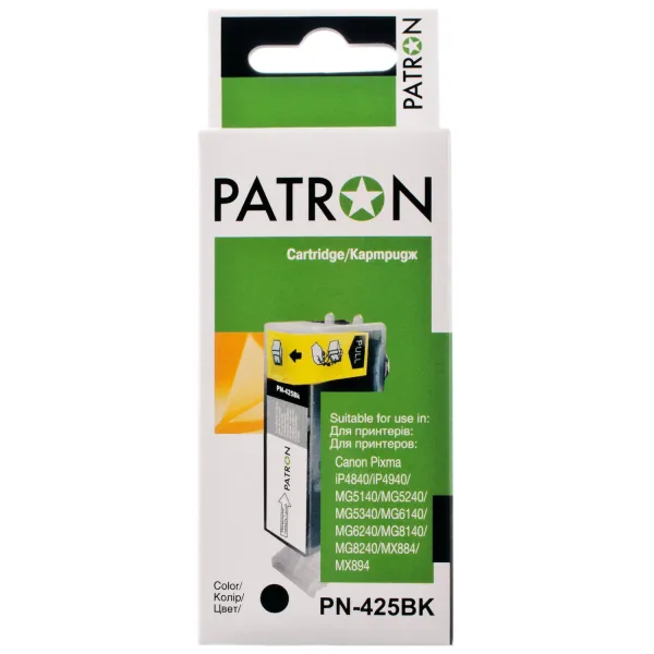 Картридж сумісний Canon PGI-425PGBK (4532B001) 360 арк, чорний Patron (PN-425BK)