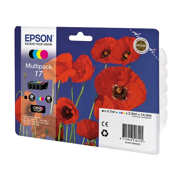 Комплект картриджів T17064A чорний, блакитний, пурпуровий, жовтий Epson (C13T17064A10)