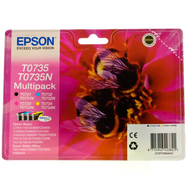 Комплект картриджів T07354A/T10554A чорний, блакитний, пурпуровий, жовтий Epson (C13T07354A10/C13T10554A10) - Фото 2