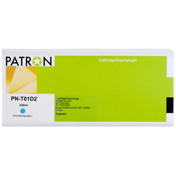 Картридж сумісний Epson T01D2 XXL (C13T01D200) 20K арк, блакитний Patron (PN-T01D2)
