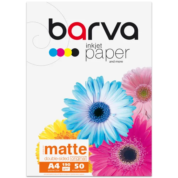 Фотобумага матовая двусторонняя 190 г/м2, А4, 50 л Original Barva (IP-B190-057)