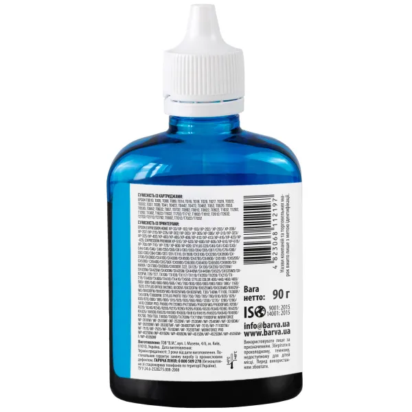 Чорнило сумісне для Epson універсальне №1 90 г, водорозчинне, блакитне Barva (EU1-446) - Фото 2