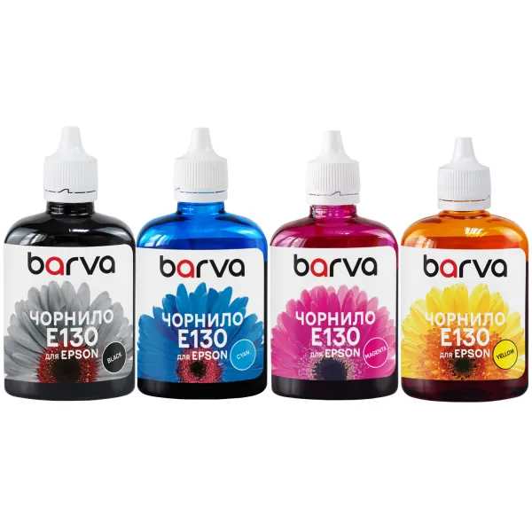 Комплект чорнил сумісних для Epson T073/T092/T129/T130 спеціальні 4x90 г, пігментні, BK/C/M/Y Barva (E130-090-MP)