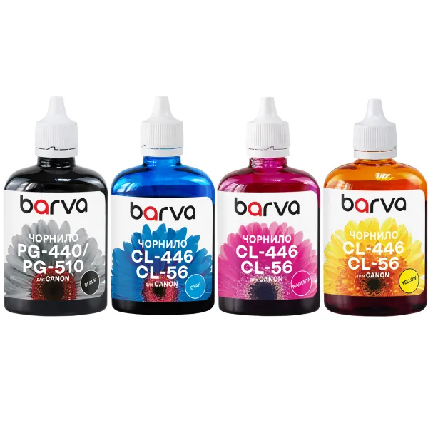 Комплект чорнил сумісних для Canon PG-445PBK + CL-446C/M/Y спеціальні  4x90 г, пігментне/водорозчинні, BK/C/M/Y Barva (CPG445-090-PMP)