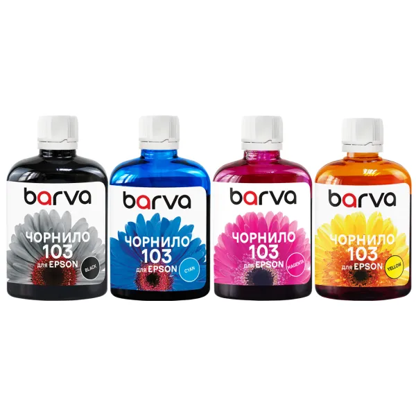 Комплект чернил совместимых для Epson 103 специальные 4х100 мл, водорастворимые, BK/C/M/Y Barva (E103-100-MP)