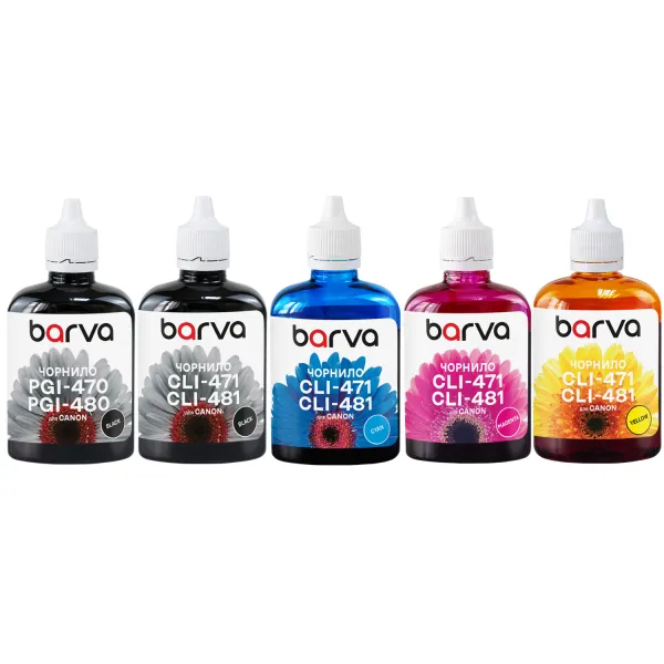 Комплект чорнил сумісних для Canon PGI-480PGBK + CLI-481BK/C/M/Y спеціальні 5x90 г, пігментне/водорозчинні, PGBK/BK/C/M/Y Barva (CPGI480-5-090-MP)