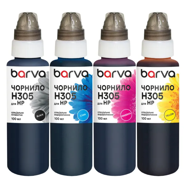 Комплект чорнил для HP 305 спеціальні 4x100 мл, пігментне/водорозчинні, BK/C/M/Y Barva (H305-100-MP)