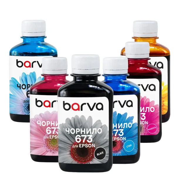 Комплект чорнил сумісних для Epson 673 спеціальні 6х180 г, водорозчинні, BK/C/M/Y/LC/LM Barva (L800-180-MP)