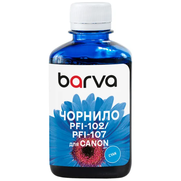 Чорнило для Canon PFI-102/PFI-107 C спеціальне 180 мл, водорозчинне, блакитне Barva (C107-885)