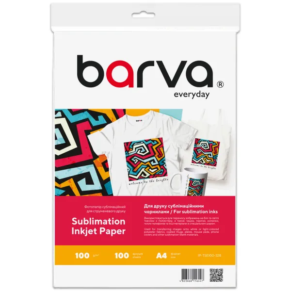 Папір для сублімаційного друку 100 г/м2, A4, 100 л Everyday Barva (IP-TSE100-328)