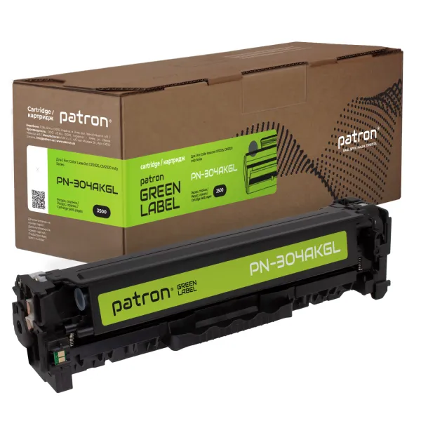 Картридж совместимый HP 304A (CC530A) Green Label, черный Patron (PN-304AKGL)