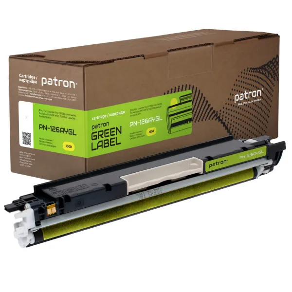 Тонер-картридж сумісний HP 126A (CE312A) Green Label, жовтий Patron (PN-126AYGL)