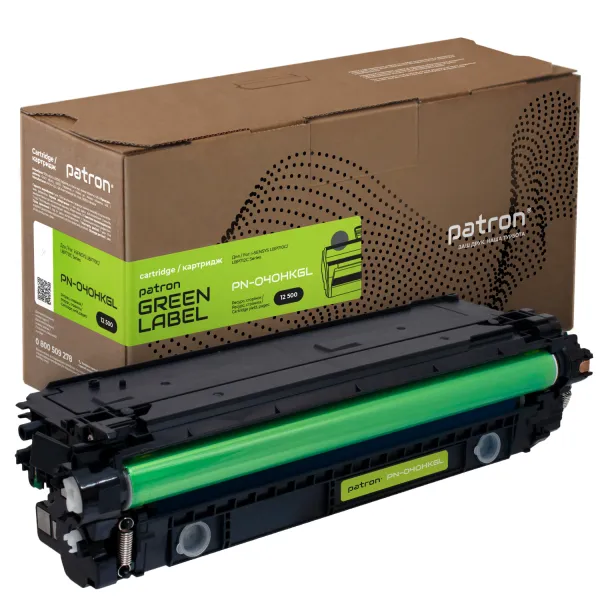 Картридж совместимый Canon 040H Green Label, черный Patron (PN-040HKGL)