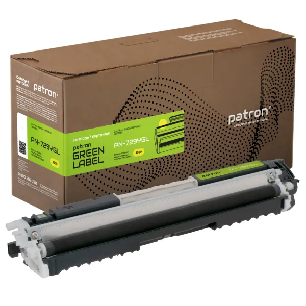 Тонер-картридж совместимый Canon 729 желтый Green Label Patron (PN-729YGL)