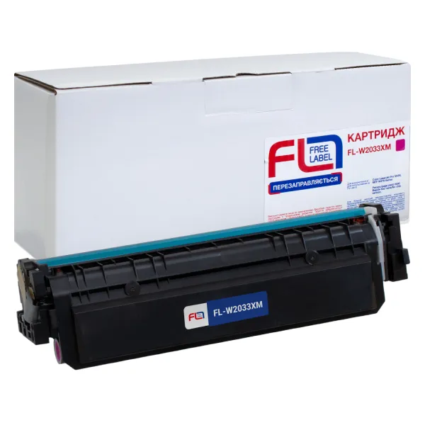 Картридж сумісний HP 415X (W2033X) пурпуровий, версія без чипа Free Label (FL-W2033XM)