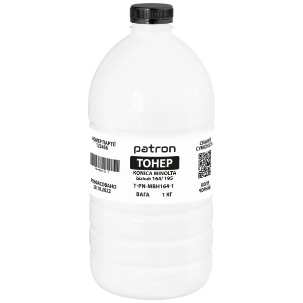 Тонер Konica Minolta bizhub 164/195 флакон, 1 кг Patron (PN-MBH164-1)