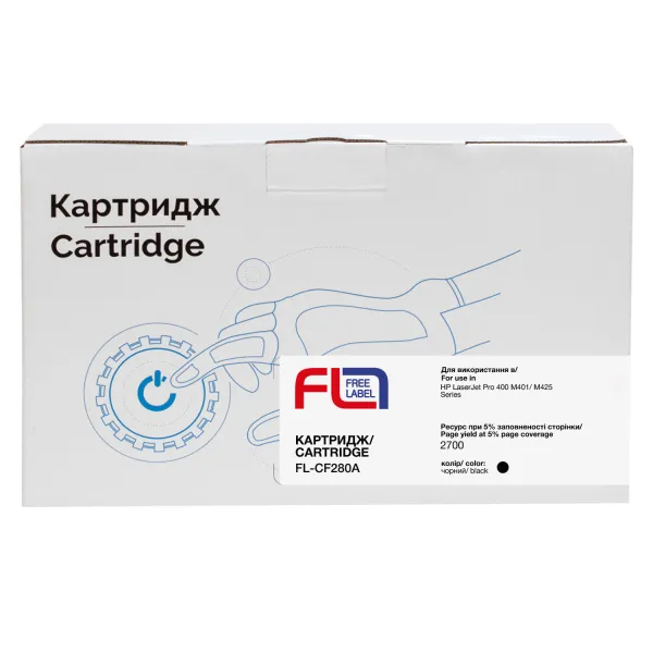 Картридж сумісний HP 80X (CF280X) Free Label (FL-CF280X) - Фото 2