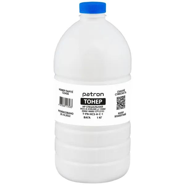 Тонер HP спеціальний HCS-A флакон, 1 кг, блакитний Patron (PN-HCS-A-C-1)