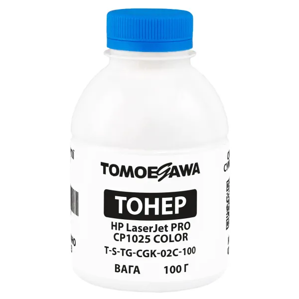 Тонер HP LaserJet Pro CP1025 color флакон, 100 г, блакитний, хімічний Tomoegawa (TSM-CGK-02C-100)