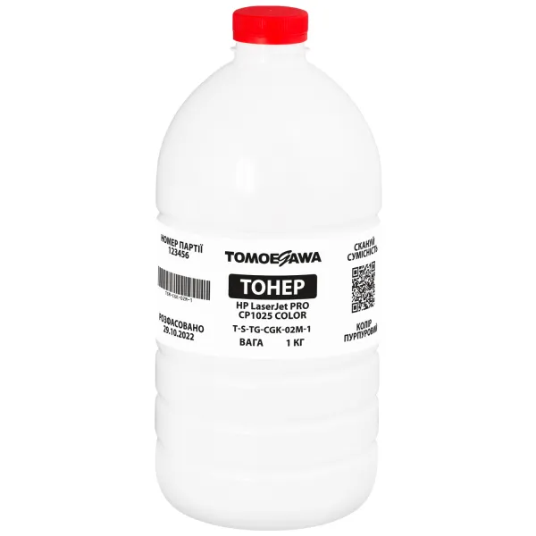 Тонер HP LaserJet Pro CP1025 color флакон, 1 кг, пурпуровий, хімічний Tomoegawa (TSM-CGK-02M-1)