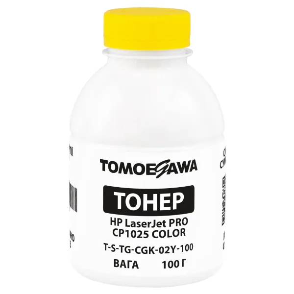 Тонер HP LaserJet Pro CP1025 color флакон, 100 г, жовтий, хімічний Tomoegawa (TSM-CGK-02Y-100)