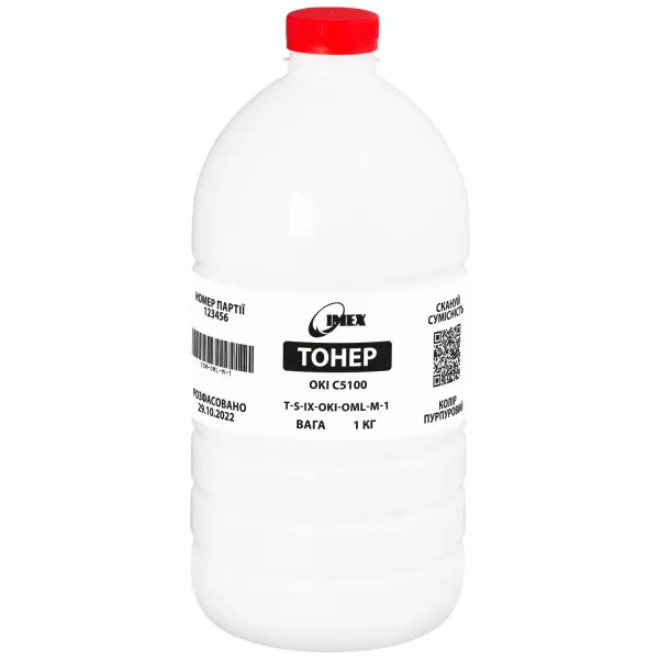 Тонер Oki C5100 флакон, 1 кг, пурпуровий Imex (TSM-OML-M-1)