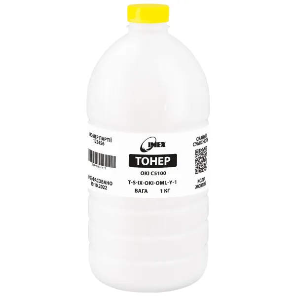 Тонер Oki C5100 флакон, 1 кг, жовтий Imex (TSM-OML-Y-1)