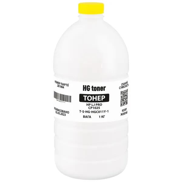 Тонер HP LJ Pro CP1025 флакон, 1 кг, желтый HG toner (TSM-HGC011Y-1)