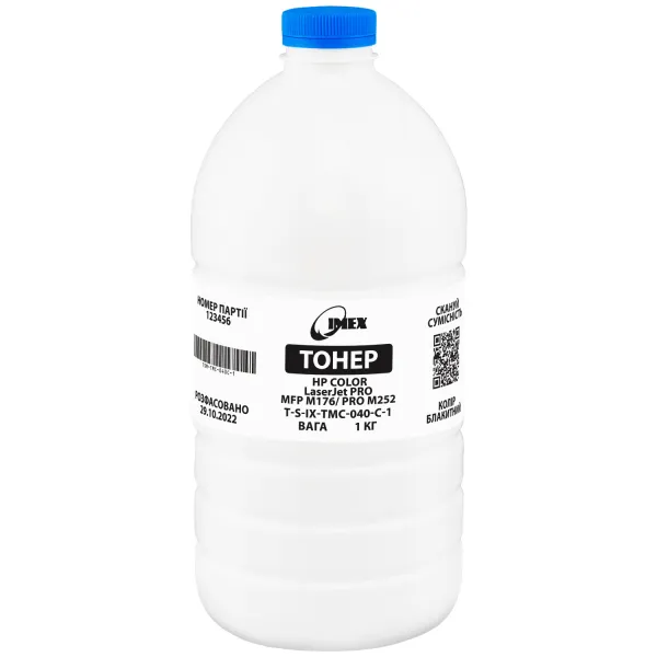 Тонер HP Color LaserJet Pro MFP M176/Pro M252 блакитний, флакон 1 кг Imex (TSM-TMC-040C-1)