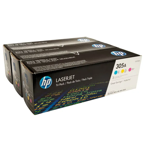 Картридж 305A голубой/пурпурный/желтый HP (CF370AM) - Фото 2
