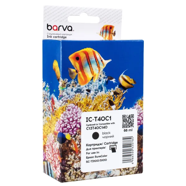 Картридж сумісний Epson T40C1/T40D1 (C13T40C140) універсальна версія, 66 мл, чорний Barva (IC-T40C1)
