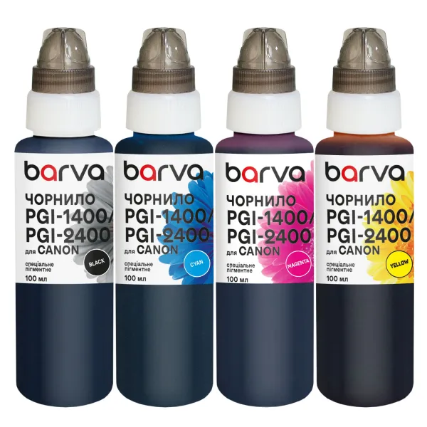 Комплект чорнил для Canon PGI-1400/PGI-2400 спеціальні 4x100 мл, пігментні, BK/C/M/Y Barva (C1400-100-MP)