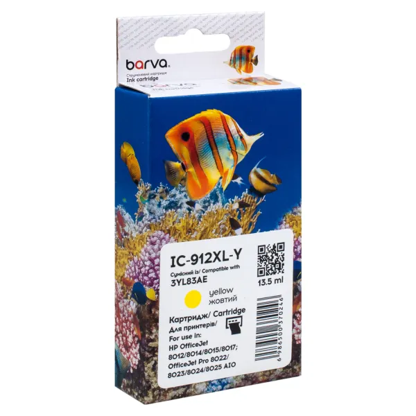 Картридж совместимый HP 912XL (3YL79AE/3YL83AE) 900 стр, желтый Barva (IC-912XL-Y)