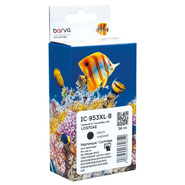 Картридж сумісний HP 953XL (L0S58AE/L0S70AE) 2000 арк, чорний Barva (IC-953XL-B)