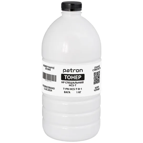 Тонер HP спеціальний HCS-T флакон, 1 кг, чорний Patron (PN-HCS-T-B-1)