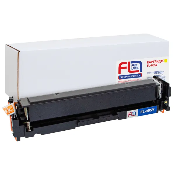 Картридж совместимый Canon 055 желтый Free Label (FL-055Y)