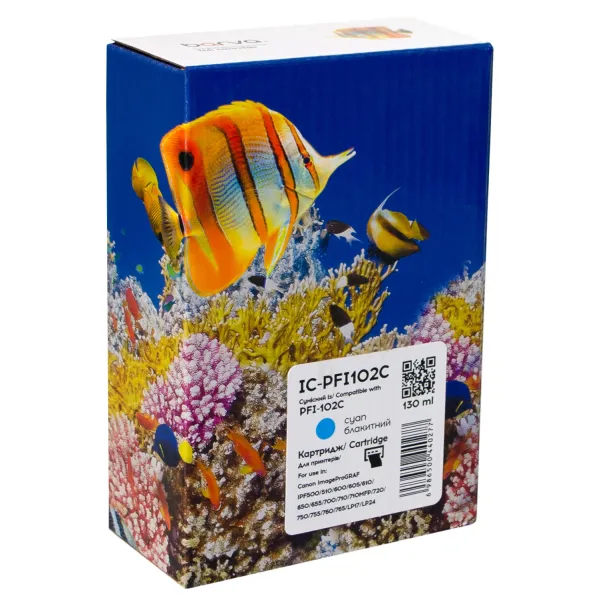 Картридж сумісний Canon PFI-102C (0896B001) 130 мл, блакитний Barva (IC-PFI102C)