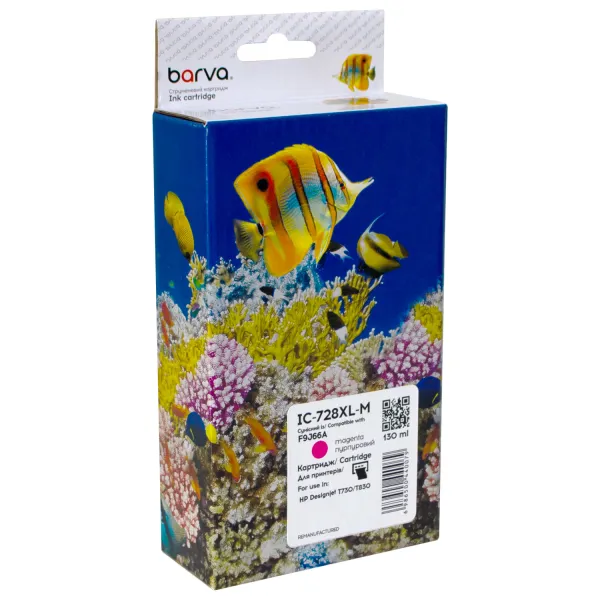 Картридж совместимый HP 728 (F9K16A) версия U1-U30, 300 мл, пурпурный Barva (IC-728XL-M)