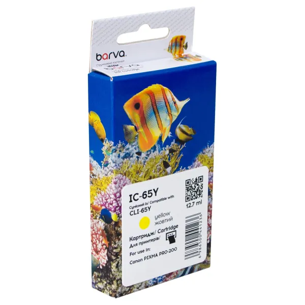 Картридж совместимый Canon CLI-65Y (4218C001) 295 стр, желтый Barva (IC-65Y)