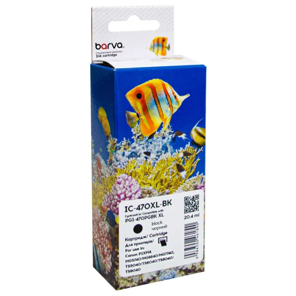 Картридж сумісний Canon PGI-470PGBK XL (0321C001) 500 арк, чорний Barva (IC-470XL-BK)