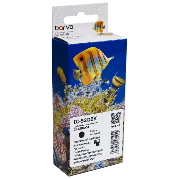 Картридж сумісний Canon PGI-520PGBK (2932B004) 400 арк, чорний Barva (IC-520BK)