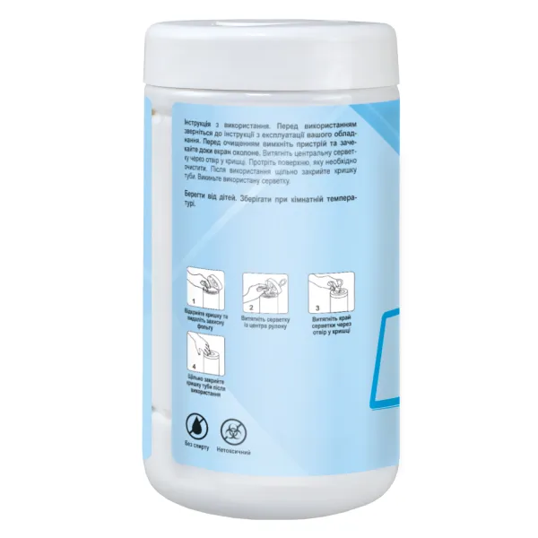 Серветки для очищення екранів паперові, туба 100 шт. Patron (F3-059) - Фото 2