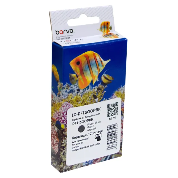 Картридж совместимый Canon PFI-300PBK (4193C001) 303 стр, фото черный Barva (IC-PFI300PBK)