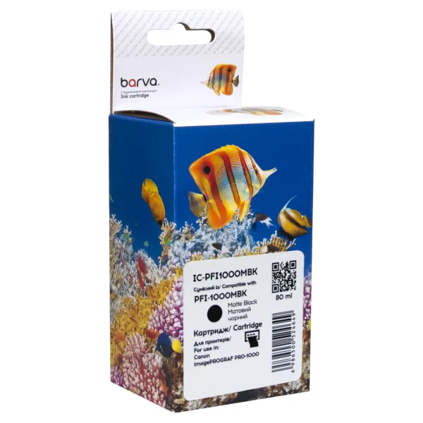 Картридж сумісний Canon PFI-1000MBK (0545C001) 80 мл, матовий чорний Barva (IC-PFI1000MBK)