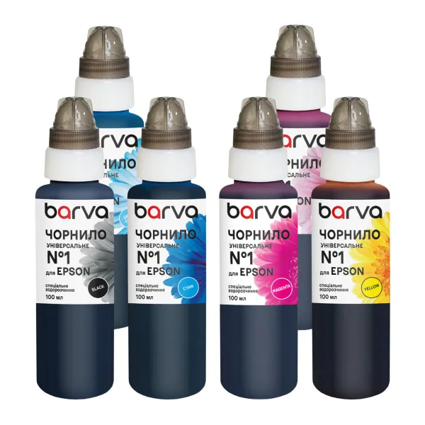 Комплект чорнил для Epson універсальні №1 6х100 мл, водорозчинні, BK/C/M/Y/LC/LM Barva (EU1-100-2MP)