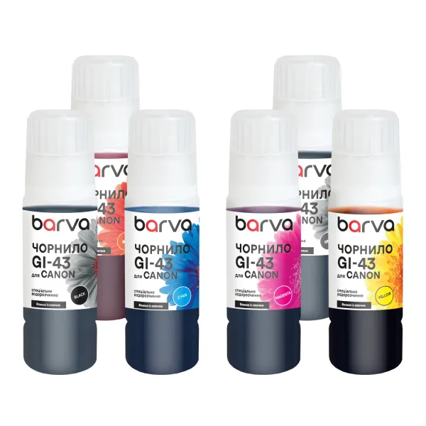 Комплект чорнил для Canon GI-43 спеціальні 6x70 мл, OneKey, водорозчинні, BK/C/M/Y/R/GY Barva (CGI43-070-MP)
