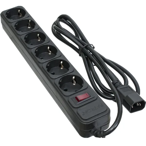 Фільтр мережевий для ДБЖ 6 розеток, 2 м, чорний, 3*1мм2 Patron (SP-1065U)