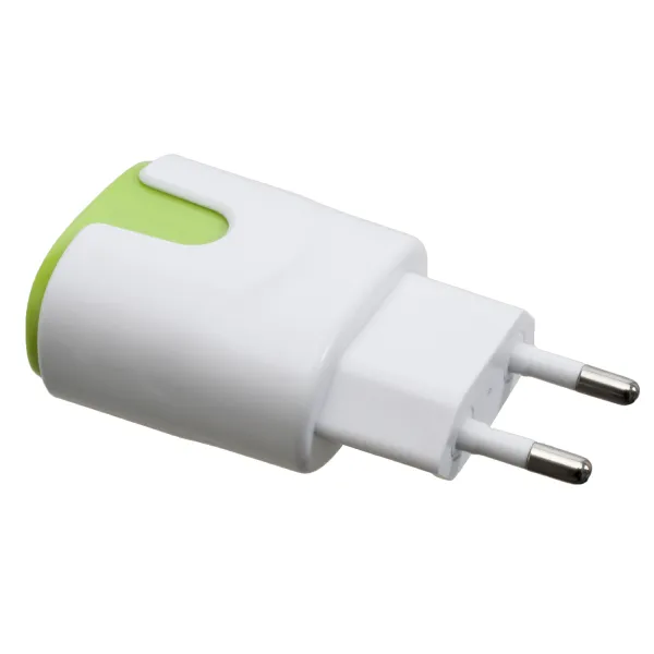 Пристрій зарядний мережевий 2xUSB 2.0 2A/1A, біло-зелений Patron (PN-2USB-220V-G) - Фото 3