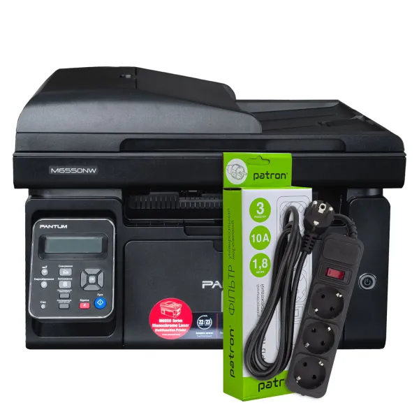 БФП M6550NW A4 Pantum (M6550NW) + Фільтр мережевий 3 розетки Patron (SP-1033)